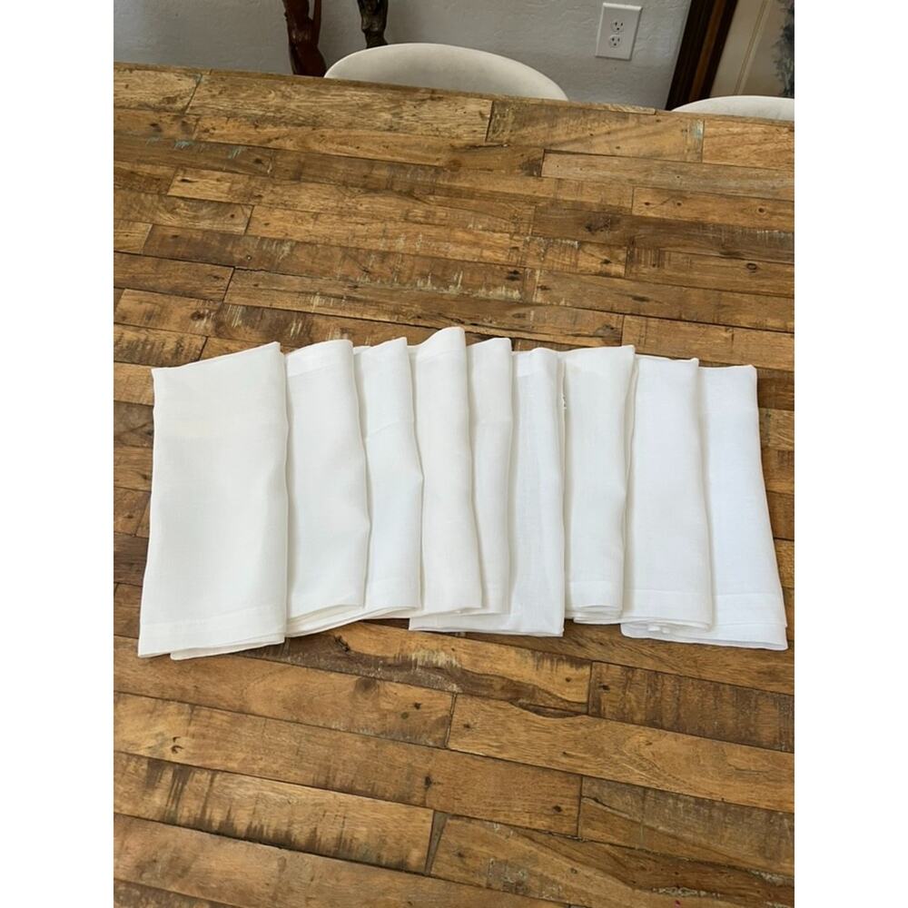 Matteo Los Angeles White Linen 21" x 21" Napkin Set of 9